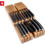 Living In-Drawer Bamboo Knife Block Holds 14 Knives