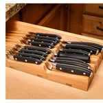 Living In-Drawer Bamboo Knife Block Holds 14 Knives