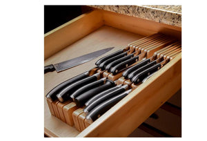 Living In-Drawer Bamboo Knife Block Holds 14 Knives