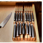 Living In-Drawer Bamboo Knife Block Holds 14 Knives