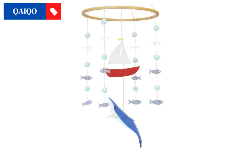 Sorrel + Fern Baby Crib Mobile Whale and Sailboat Ocean -Baby Shower Gift Nursery Decoration