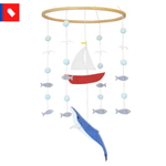 Sorrel + Fern Baby Crib Mobile Whale and Sailboat Ocean -Baby Shower Gift Nursery Decoration