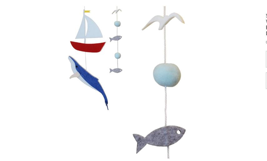 Sorrel + Fern Baby Crib Mobile Whale and Sailboat Ocean -Baby Shower Gift Nursery Decoration