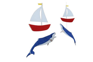 Sorrel + Fern Baby Crib Mobile Whale and Sailboat Ocean -Baby Shower Gift Nursery Decoration