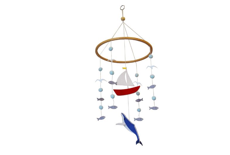 Sorrel + Fern Baby Crib Mobile Whale and Sailboat Ocean -Baby Shower Gift Nursery Decoration