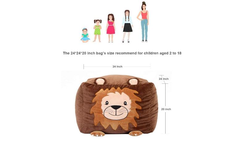 Plush Toy Storage Bag Lion Bean Bag Cover 24x24