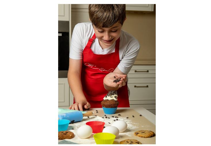 Kids real baking set with recipes 44-Piece/Child Apron/Cupcake cups